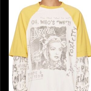 Lanvin Yellow and White Graphic Long Sleeve Tee